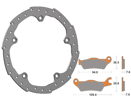 Kit Disco Freno Flottante Anteriore Accossato Linea Elite per Moto DK234 + Pastiglie freno AGPA251