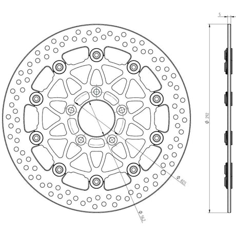 Disco Freno Flottante Accossato Anteriore/Posteriore Diametro 292 mm per Harley Davidson Softail e Touring