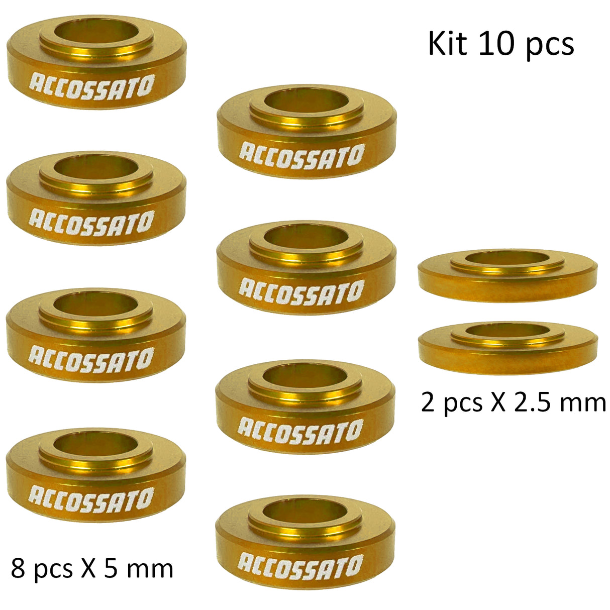 Kit da 10 Distanziali Accossato per Pinze Freno Radiali Altezza 5 mm e 2.5 mm