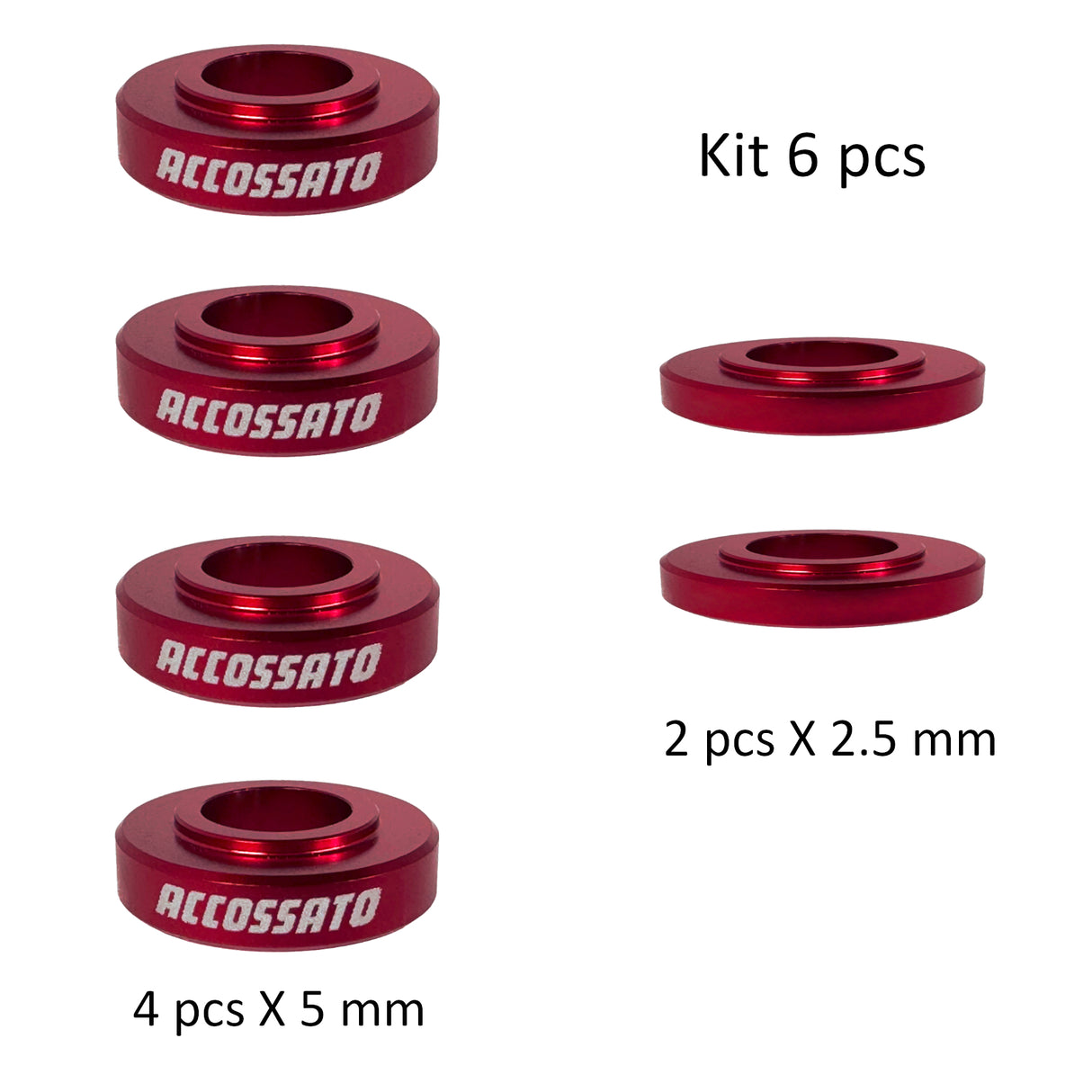 Kit da 6 Distanziali Accossato per Pinze Freno Radiali h. 5 mm e 2.5 mm