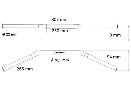 Manubrio Accossato Omologato ABE 101196 In Alluminio  Ø28.5 mm - Drag Bar