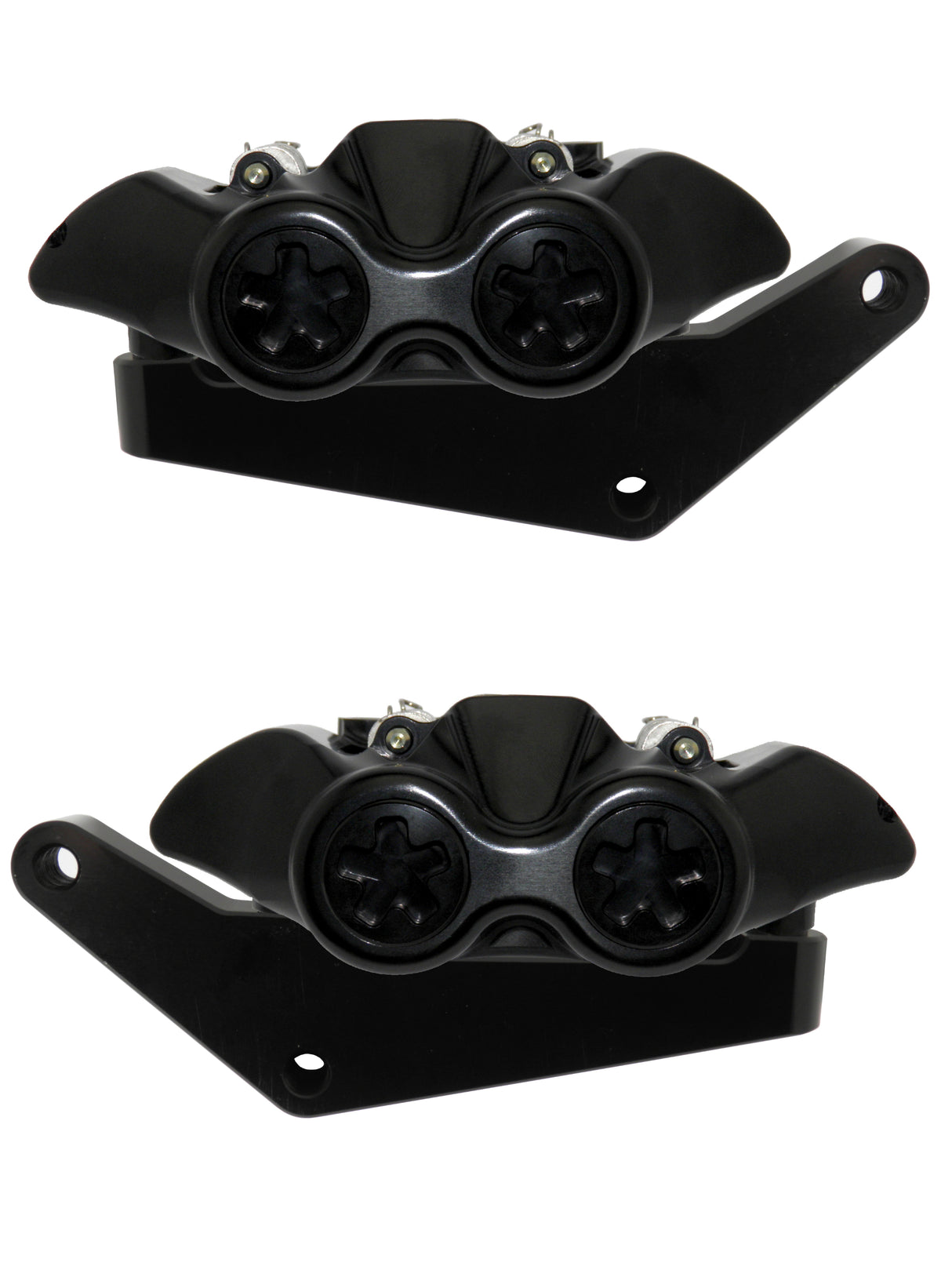 Kit Coppia Pinze Freno Radiali Anteriori + Flangia Freno Per Harley Davidson - Finitura Pinza: Ossidazione Nera, Tipo Pinza: Monoblocco