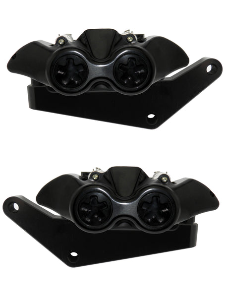 Kit Coppia Pinze Freno Radiali Anteriori + Flangia Freno Per Harley Davidson - Finitura Pinza: Ossidazione Nera, Tipo Pinza: Monoblocco