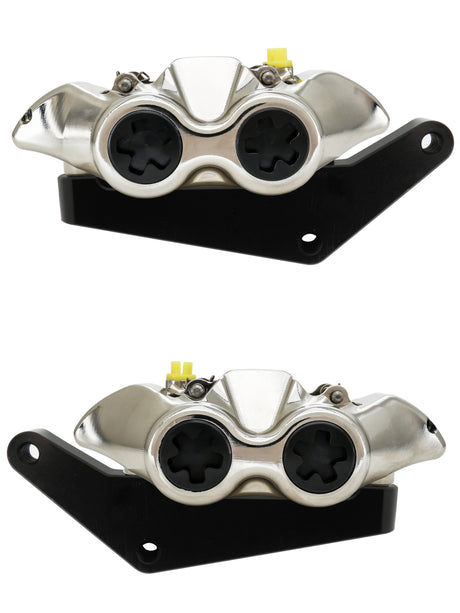 Kit Coppia Pinze Freno Radiali Anteriori + Flangia Freno Per Harley Davidson - Finitura Pinza: Nichelata, Tipo Pinza: Monoblocco