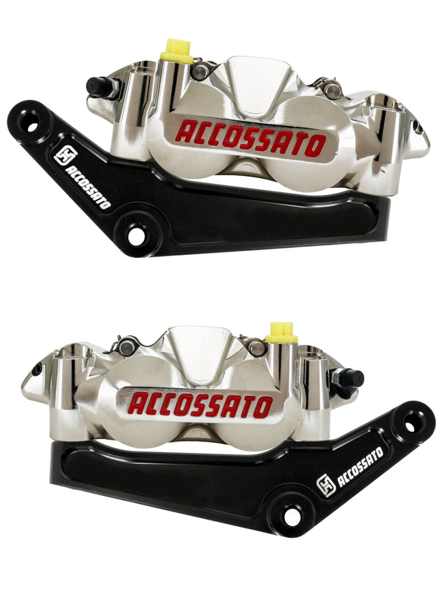 Kit Coppia Pinze Freno Radiali Anteriori + Flangia Freno Per Harley Davidson - Finitura Pinza: Nichelata, Tipo Pinza: Monoblocco