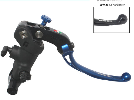 Pompa Freno Radiale Accossato PRS 19x17-18-19 Con Corpo Pompa Anodizzato Nero E Leva Snodata Colorata, Per Manubri Diametro 25,4 mm - Supporto specchio: N/A, Finitura corpo: Anodizzato Nero