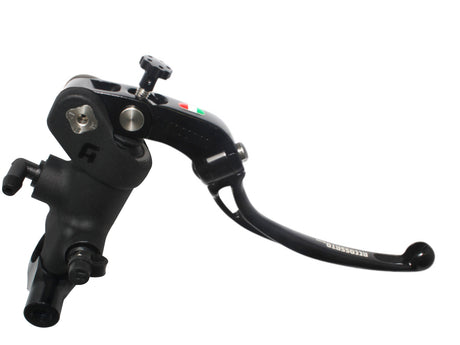 Pompa Freno Radiale Accossato PRS 19x17-18-19 Con Corpo Pompa Anodizzato Nero E Leva Snodata Colorata, Per Manubri Diametro 25,4 mm - Supporto specchio: N/A, Finitura corpo: Anodizzato Nero