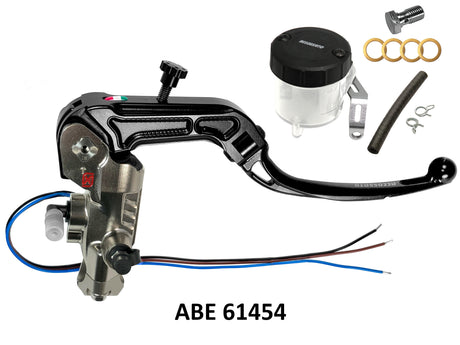 Pompa Freno Accossato Omologata ABE 61454 PRS 16x17-18-19 Con Leva Snodata e Kit Vaschetta Olio Inclusa. - Opzioni leva: RST