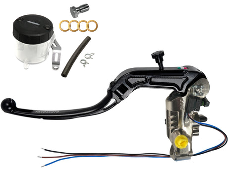 Pompa Freno Accossato Omologata ABE 61454 PRS 16x17-18-19 Con Leva Snodata e Kit Vaschetta Olio Inclusa. - Opzioni leva: RST