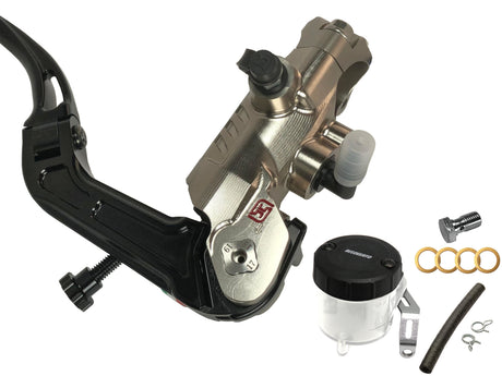 Pompa Freno Accossato Omologata ABE 61454 PRS 19x17-18-19 Con Leva Snodata Colorata (Pomello+Leva) - Opzioni leva: RST