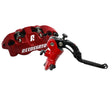 Kit Accossato: Pompa Freno Verniciata 16x16 (CY044) + Coppia di Pinze Freno Verniciate interasse 108 con Pastiglie ST (PZ004) - Colore corpo: Rosso verniciato